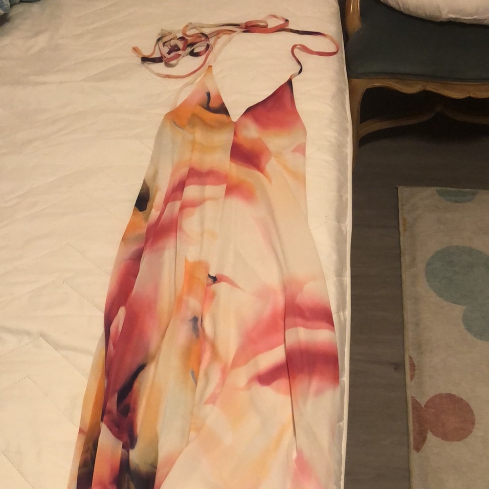 V Neck Open Back Maxi Dress